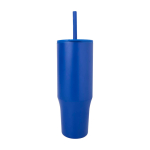 Thermal tumbler, silicone straw, anti-spill lid, 900ml royal blue colour