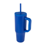 Thermal tumbler, silicone straw, anti-spill lid, 900ml royal blue colour