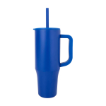 Thermal tumbler, silicone straw, anti-spill lid, 900ml royal blue colour
