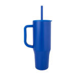 Thermal tumbler, silicone straw, anti-spill lid, 900ml royal blue colour
