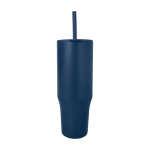 Thermal tumbler, silicone straw, anti-spill lid, 900ml navy-blue colour