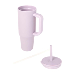 Thermal tumbler, silicone straw, anti-spill lid, 900ml lilac colour