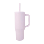 Thermal tumbler, silicone straw, anti-spill lid, 900ml lilac colour
