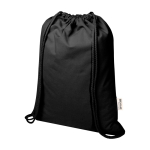 Recycled cotton and RPET drawstring backpack, 5L, 140 g/m2 black colour