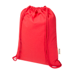 Recycled cotton and RPET drawstring backpack, 5L, 140 g/m2 red colour