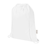 Recycled cotton and RPET drawstring backpack, 5L, 140 g/m2 white colour