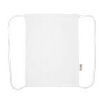 Recycled cotton and RPET drawstring backpack, 5L, 140 g/m2 white colour third front view
