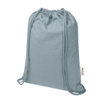 Recycled cotton and RPET drawstring backpack, 5L, 140 g/m2 grey colour