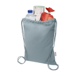 Recycled cotton and RPET drawstring backpack, 5L, 140 g/m2 grey colour second view