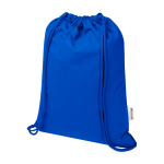 Recycled cotton and RPET drawstring backpack, 5L, 140 g/m2 royal blue colour