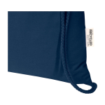 Recycled cotton and RPET drawstring backpack, 5L, 140 g/m2 navy-blue colour close-up view 1
