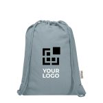 Recycled cotton and RPET drawstring backpack, 5L, 140 g/m2 main view