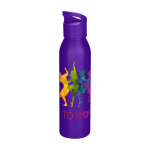 Recycled stainless steel bottle, single wall, 650ml purple colour