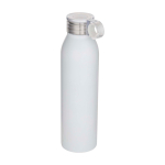 Recycled stainless steel bottle, round carry handle, 650ml white colour