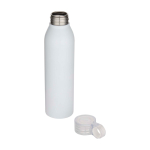 Recycled stainless steel bottle, round carry handle, 650ml white colour