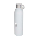 Recycled stainless steel bottle, round carry handle, 650ml white colour