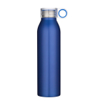 Recycled stainless steel bottle, round carry handle, 650ml royal blue colour