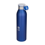 Recycled stainless steel bottle, round carry handle, 650ml royal blue colour