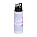 Recycled stainless steel bottle, single wall, 800ml white colour