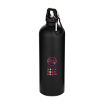 Recycled stainless steel bottle, matte finish, carabiner, 750ml black colour