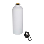 Recycled stainless steel bottle, matte finish, carabiner, 750ml white colour