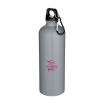 Recycled stainless steel bottle, matte finish, carabiner, 750ml grey colour