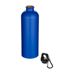 Recycled stainless steel bottle, matte finish, carabiner, 750ml royal blue colour