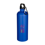 Recycled stainless steel bottle, matte finish, carabiner, 750ml royal blue colour