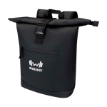 Roll-top waterproof laptop backpack, synthetic leather, 15” black colour