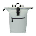 Roll-top waterproof laptop backpack, synthetic leather, 15” grey colour