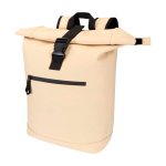 Roll-top waterproof laptop backpack, synthetic leather, 15” ivory colour