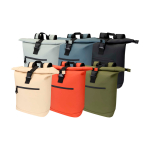 Roll-top waterproof laptop backpack, synthetic leather, 15” ivory colour