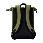 Roll-top waterproof laptop backpack, synthetic leather, 15” dark green colour