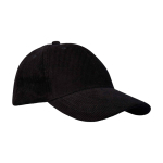 Classic versatile cap, recycled corduroy, 6 panels, 280 g/m2 black colour