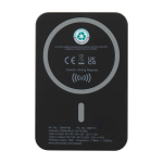 Magnetic wireless power bank, recycled plastic, 5,000 mAh black colour