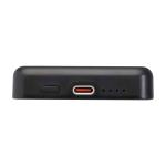 Magnetic wireless power bank, recycled plastic, 5,000 mAh black colour