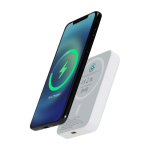 Magnetic wireless power bank, recycled plastic, 5,000 mAh white colour