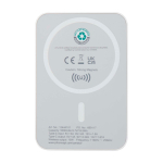 Magnetic wireless power bank, recycled plastic, 5,000 mAh white colour