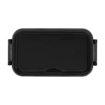 Plastic lunch box, matching cutlery, large compartment black colour