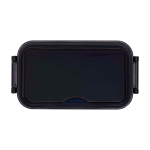 Plastic lunch box, matching cutlery, large compartment blue colour