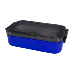 Plastic lunch box, matching cutlery, large compartment blue colour