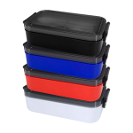 Plastic lunch box, matching cutlery, large compartment blue colour