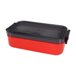 Plastic lunch box, matching cutlery, large compartment red colour