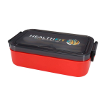 Plastic lunch box, matching cutlery, large compartment red colour