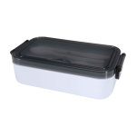 Plastic lunch box, matching cutlery, large compartment white colour