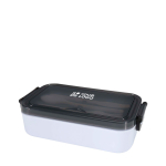 Plastic lunch box, matching cutlery, large compartment