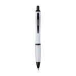 Recycled plastic pen, black details, black ink white colour
