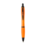Recycled plastic pen, black details, black ink orange colour
