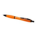 Recycled plastic pen, black details, black ink orange colour