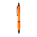 Recycled plastic pen, black details, black ink orange colour